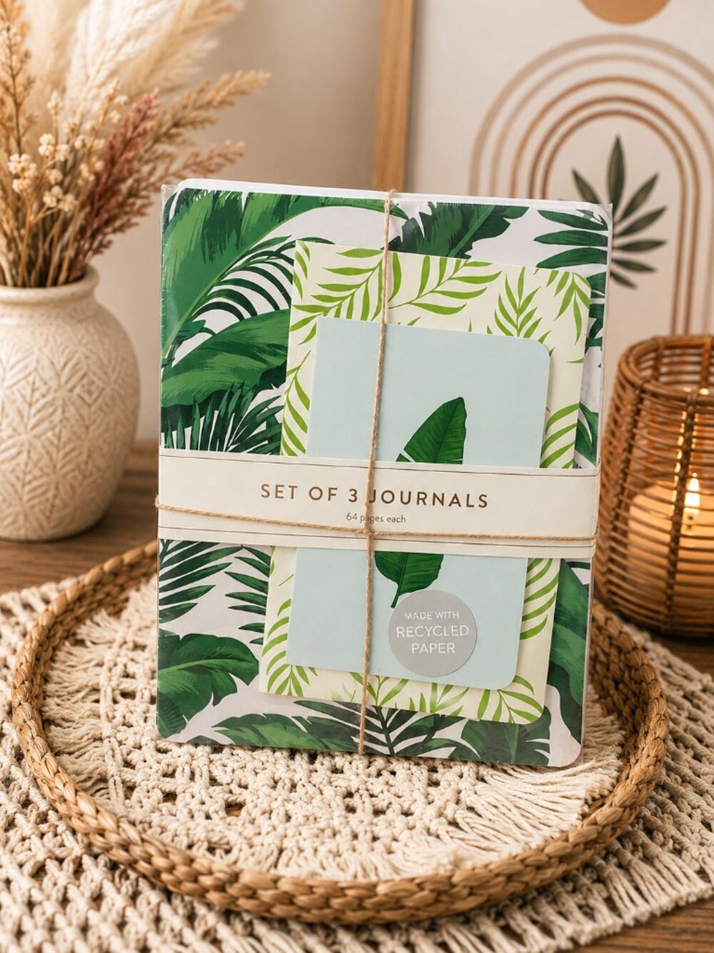 Eccolo Botanical Journals Set of 3 Eco Friendly Recycled Paper Notebooks